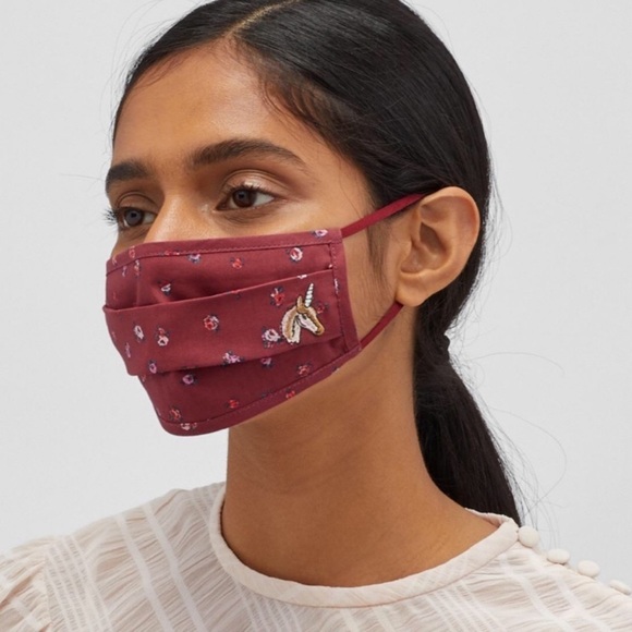 COACH • Unicorn Face Mask With Mini Vintage Rose Print - Picture 2 of 5